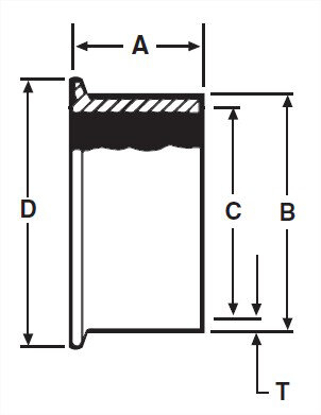 Picture of CODED HEAVY WALL TANK SPUD X SPEC LENGTH 2 1/2 OAL T316L 3A