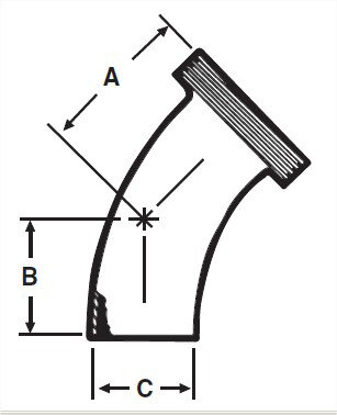 Picture of 45 DEGREE ELBOW  WELD X THREAD T316L 3A