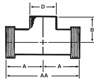 Picture of TEE BRANCH WELD BOTH RUNS THRE AD  T304 3A