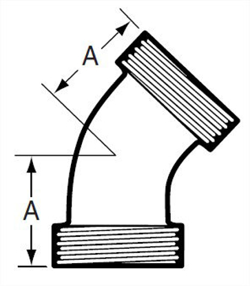 Picture of 45 DEGREE ELBOW 15 ENDS T304 3A