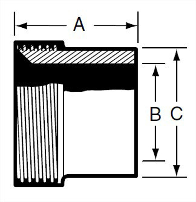 Picture of TANK SPUD HEAVY WALL THREADED T304 3A