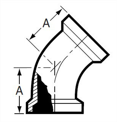 Picture of 45 DEG. ELBOW  E15WI ENDS T304 3A