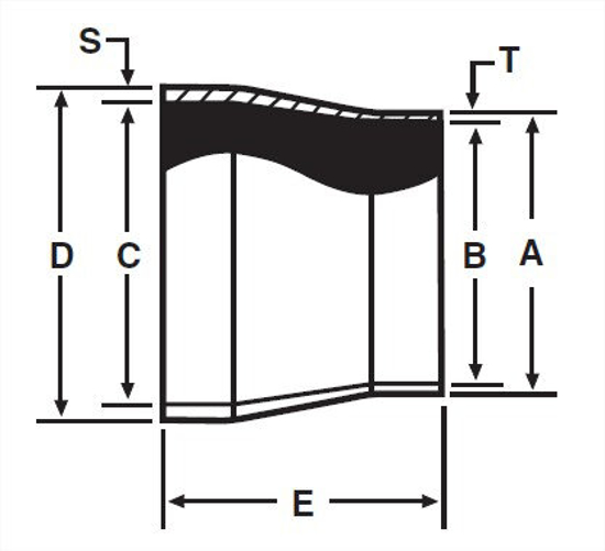Picture of TRANSITION PC 2-1/2 TUBE X 2-1/2 SCH10 T316L MACHINE FINISH
