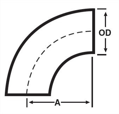 Picture of NON POLISHED 90 DEG WELD ELBOW LESS TANGENTS/T316L