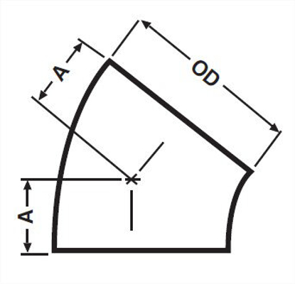 Picture of NON POLISHED 45 DEG WELD ELBOW T304