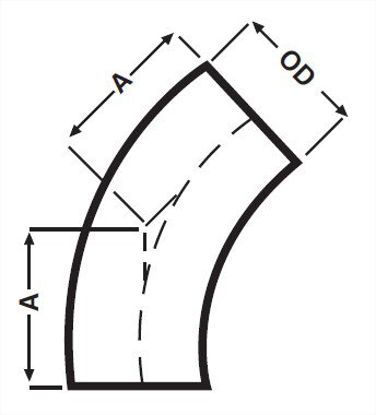 Picture of ELBOW 45 DEGREE WELD T316L UNPOLISHED