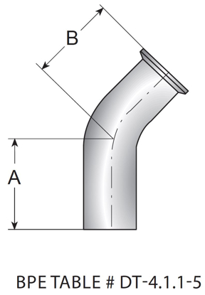 Picture of 45 DEG ELBOW CLAMP X WELD T316L 15 RA EP ID/32 RA OD SF4
