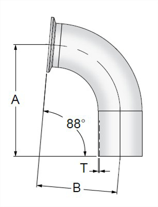 Picture of 88 DEG ELBOW CLAMP X WELD T316L 20RA ID/LT POL OD SF1