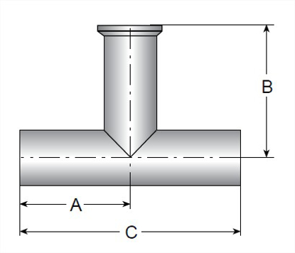Picture of TEE  WELD X WELD X CLAMP T316L 20 RA ID/LT POL OD SF1