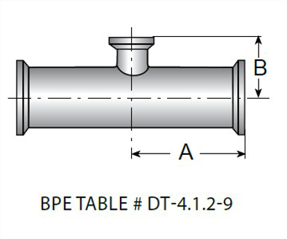 Picture of SHORT OUTLET REDUCING CLAMP TEE T316L 20 RA ID/LT POL OD SF1