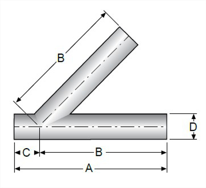 Picture of 45 DEGREE WELD LATERAL T316L 15 RA EP ID/32 RA OD SF4
