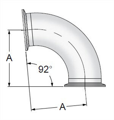 Picture of 92 DEG ELBOW CLAMP A22 20 RA EP ID/32 RA  OD SF5