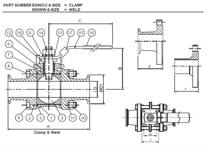 Picture of 3-PC/FULL PORT 2-WAY T316 BALL VALVE/WELD/PTFE CAVITY FILLER