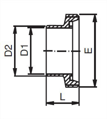 Picture of DIN 75 THREAD X 3.0 INCH WELD FERRULE  T304  MALE