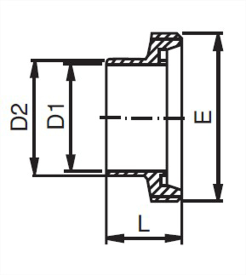 Picture of DIN 75 THREAD X 3.0 INCH WELD FERRULE  T316  MALE