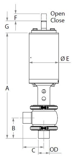 Picture of AIR VALVE/SHUT-OFF TEE BODY/WELD CONN/NC ACTUATOR/SILICONE