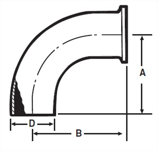 E2C - Weld X Clamp 90 Degree Elbow
