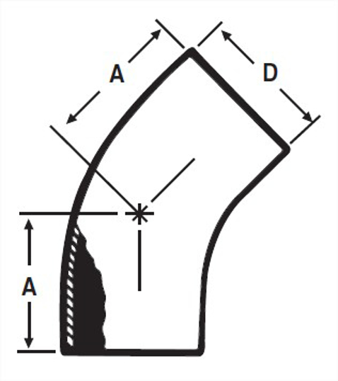 E2KS - Weld 45 Degree Elbow with Tangents