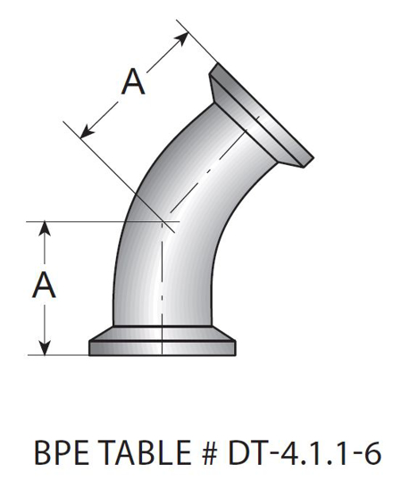 TEG2K - BPE Clamp 45 Degree Elbow MaxPure 316L