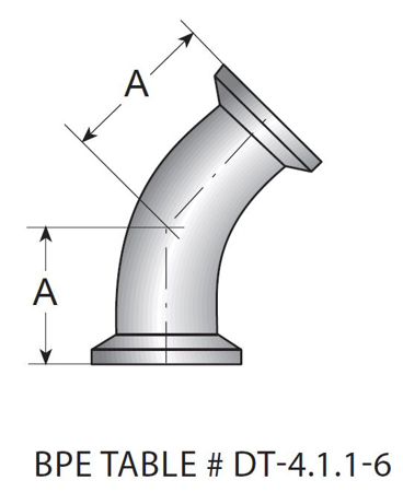 Picture for category TEG2K - BPE Clamp 45 Degree Elbow Alloy 22 UNS N06022