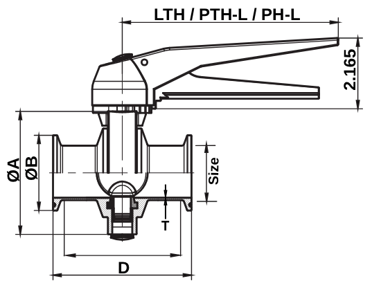 51C STH - Clamp End Manual Butterfly Valve Stainless Trigger Handle